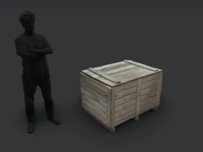 wooden box Low-poly 3D model 12