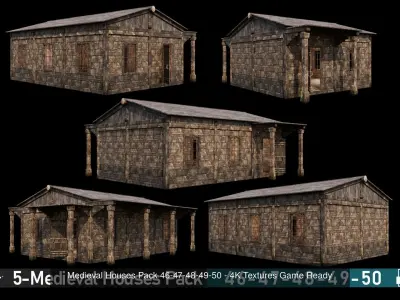 20- Medieval Houses Collection - 4K Textures Game Ready 3D Model Pack purchase