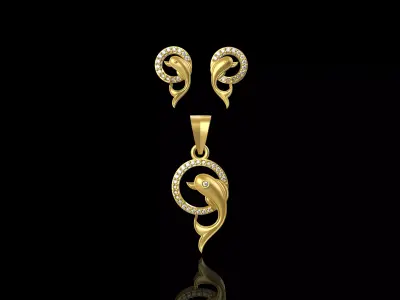  Fancy Dolphin Pendant Set - 010 3D print model purchase
