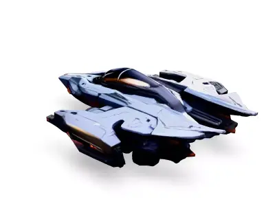 Scifi Fighter Starship White Guardian Low-poly 3D model