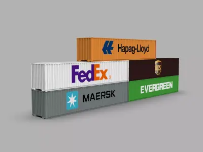 Shipping Container Pack Industrial Cargo Containers Low-poly 3D model