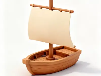 Stylized Small Pirate Sloop 3D Model 3D Model Low-poly 3D model