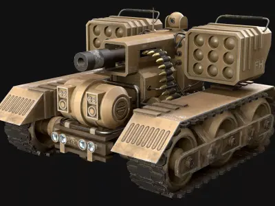 UGV Concept-3B-Desert-Dirty Low-poly 3D model