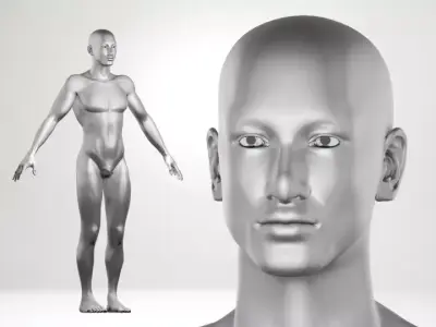 Humano Man Base Mesh Rigged with white texture Low-poly 3D model