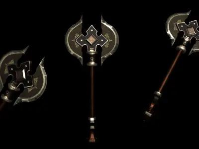 Metal Fantasy Axe Low-poly 3D model