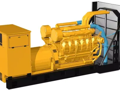 Yellow Generator Low Poly 3D model