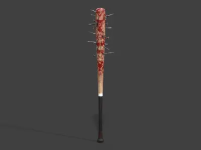 Bloody Nailed Baseball Bat Low-poly 3D model