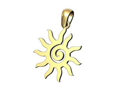 Sun scroll burst pendant charm with bail 3D print model