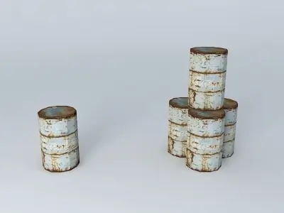 barrels three rusty Free 3D model