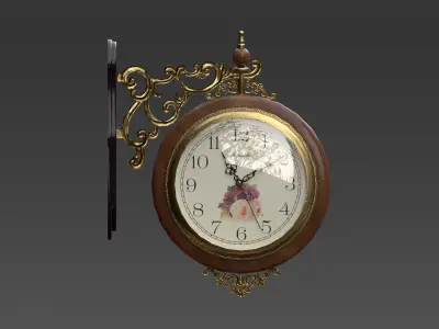 Decorative Double Sided Wall Clock Low-poly 3D model