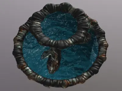 Fish Fountain Low-poly 3D model