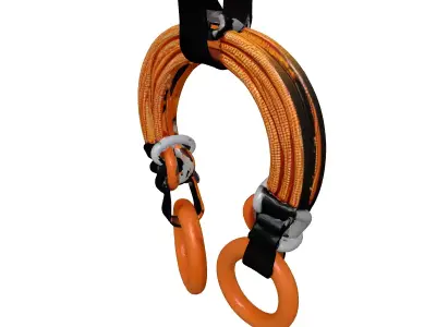 Orange Gymnastic Rings with Rope 3D model