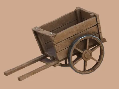 Low-Poly Stylized Cartoony Cart Low-poly 3D model