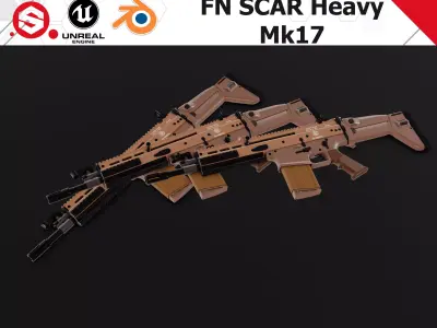 FN SCAR Heavy Mk17 Low-poly 3D model