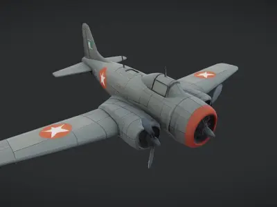 military propeller airplane model 3D model