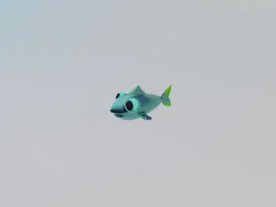 Green Animated Fish Low-poly 3D model