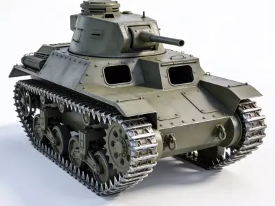 WWII Armored Combat Tank 3D Model Low-poly 3D model