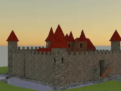 Black Stone Fort Free low-poly 3D model