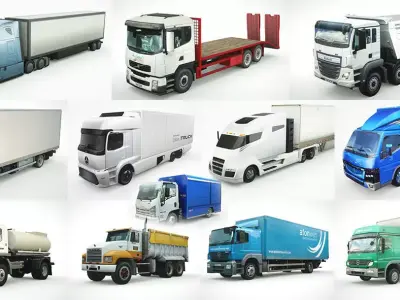 12 Low-Poly Trucks vol2 Low-poly 3D model
