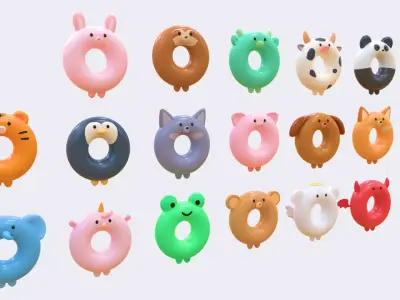 Lifebuoy animal Pack 01 Low-poly 3D model