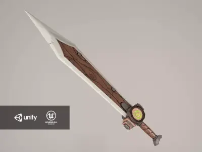 Wooden sword Low-poly 3D model purchase