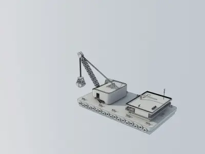 dredger boat with crane 3D model