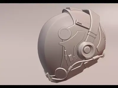 scifi helmet Low-poly 3D model 4
