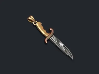 Knife with girl head face pendant 3D print model