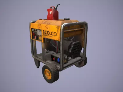 GENERATOR-GAME READY generator on wheels Low-poly 3D model