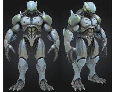 Alien Warrior Sci Fi Futuristic Low-poly 3D model