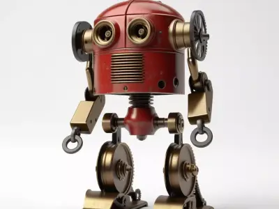 Vintage Steampunk Robot Character 3D model