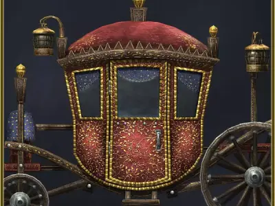 Animated Medieval Coach Low-poly 3D model