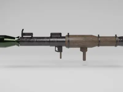 bazooka low poly gun with wooden handle Low-poly 3D model