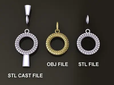 Cuban Link Round Hollow Halo Frame Pendant 15MM Diameter 3D print model purchase