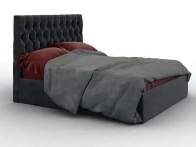 Forli bed with tufted headboard Free 3D model