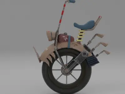 motorcycle with lights and wheels 3D model