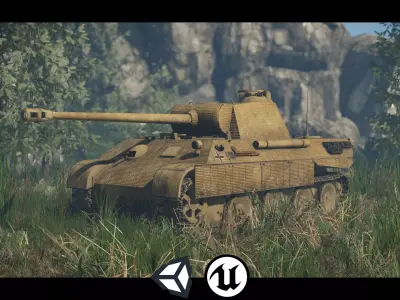 World War II - Panther Panzer V - Game Ready - PBR Low-poly 3D model