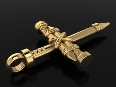 Rustic style Nail Cross Pendant Large Size 3D print model