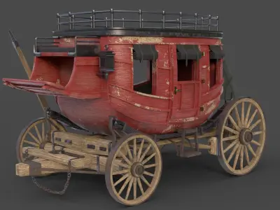 Stage Coach Wagon Low-poly 3D model