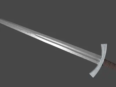 Excalibur sword with Falchion handle Low-poly 3D model