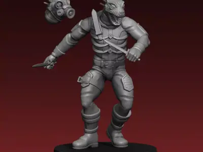 Kaiman Lizardman Dorohedoro 3D Print Miniature 3D print model