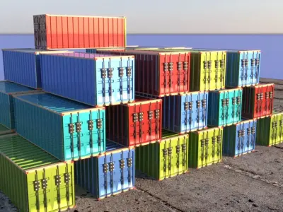Containers at dock yard Free 3D model