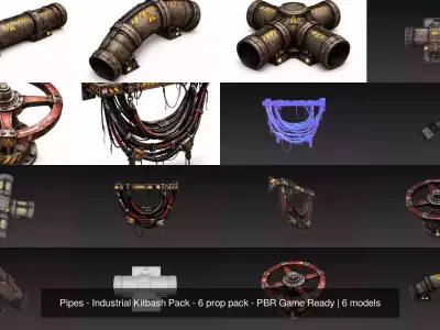 Pipes - Industrial Kitbash Pack - 6 prop pack - PBR Game Ready