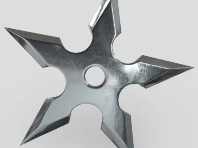 Shuriken metal star Low-poly 3D model