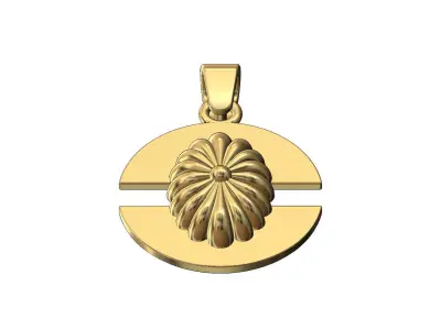 Ribbed ornament split round pendant with bail 3D print model