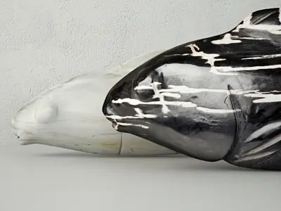 Hand-Carved Petrified Wood Koi 3D model