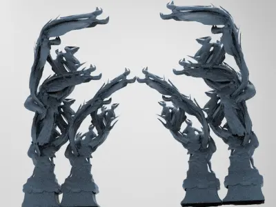 Dantes Inferno Fire dance pillars 6  Low-poly 3D model