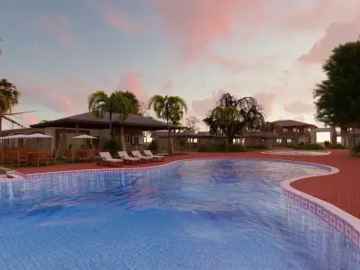  3D Tourism  Resort Space Model island beach interior Free low-poly 3D model
