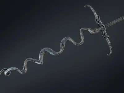 Distorted Bloody Sword Low-poly 3D model