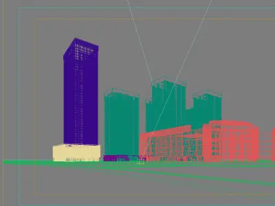 Architecture skyscraper in middle of city 3D model purchase